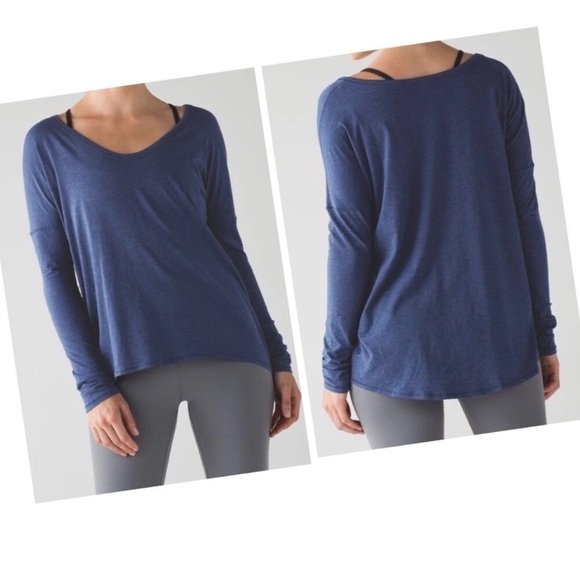 lululemon athletica Tops - Lululemon Flip Your Dog Long Sleeve Tee Shirt Heathered Hero Blue small